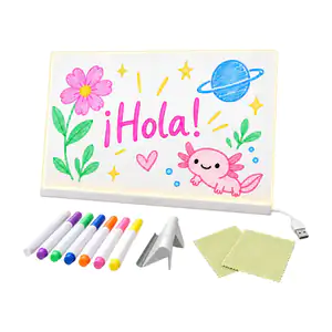Pizarrón mágico rectangular de acrílico con luz led + accesorios, 35x…
