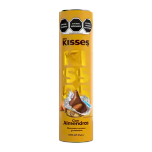 Tubo con chocolates kisses con leche relleno de almendra 184.2g / 596…