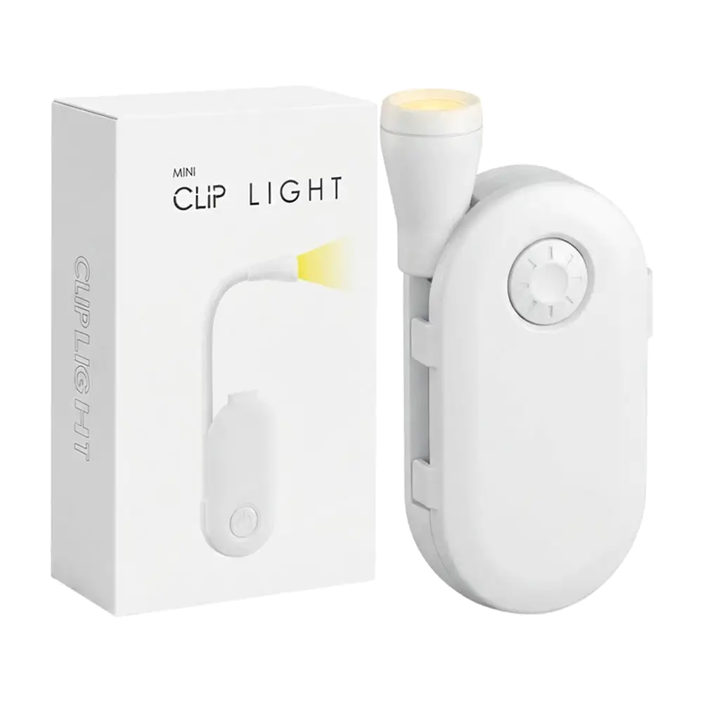 Lámpara recargable con sujetador de clip y cuello flexible de 14cm, varios modos de luz