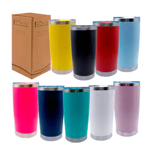 Vaso termo metálico con tapadera transparente de 20oz, varios colores…