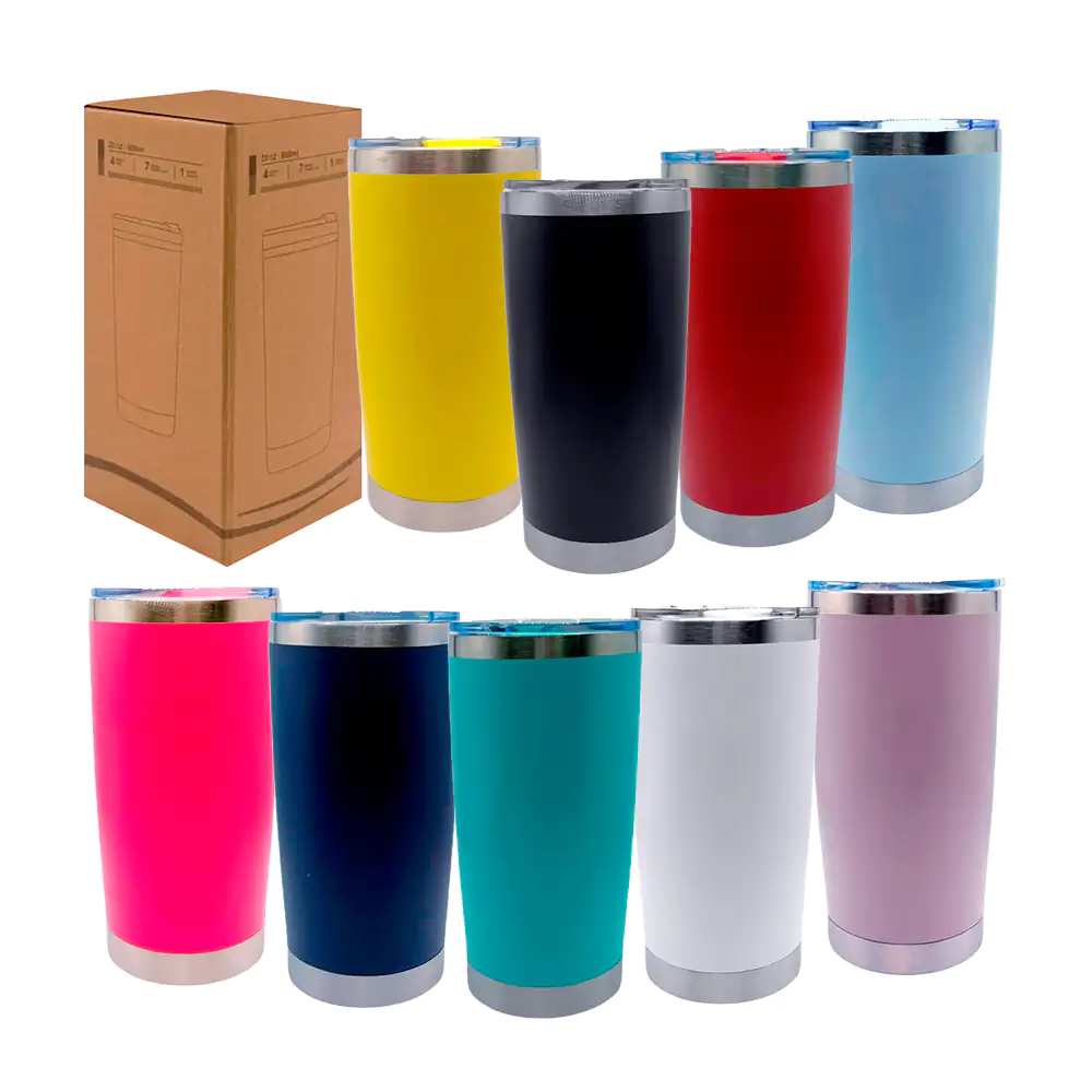 Vaso termo metálico con tapadera transparente de 20oz, varios colores…