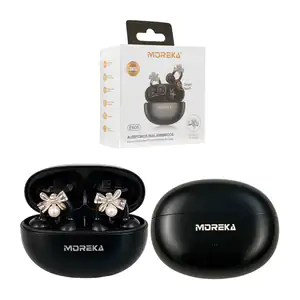 Audífonos moreka inalámbricos con diseño curvo y decoración de moño +…