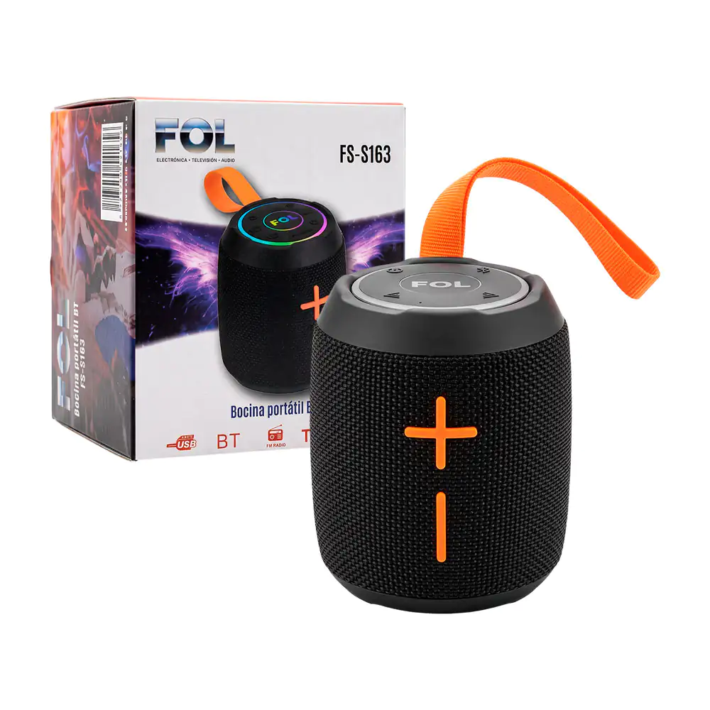 Bocina bluetooth cilíndrica con luces rgb, asa + puerto usb, variedad
