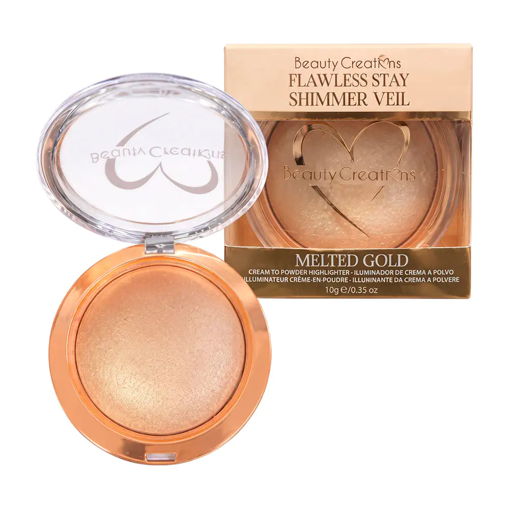 1pza Iluminador de crema a polvo beauty creations en tono melted gold, 10g