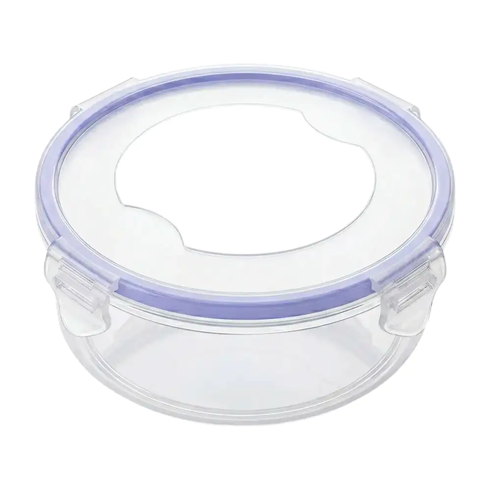 Tupper rectangular de plástico con capacidad de 900ml y 4 seguros anti derrames 