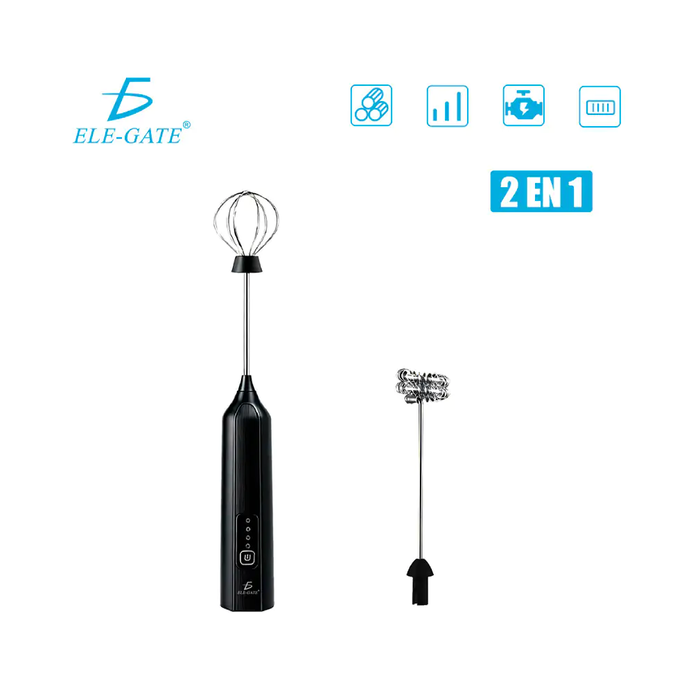 Batidor - espumador eléctrico, 3 velocidades + 2 cabezales intercambiables, variedad de colores