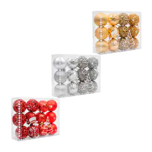 Blister con 12pzas esferas con diseño matte, brillo, estrellas y text…