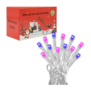 Serie navideña de 7m con cable transparente y 140 luces en color azul…