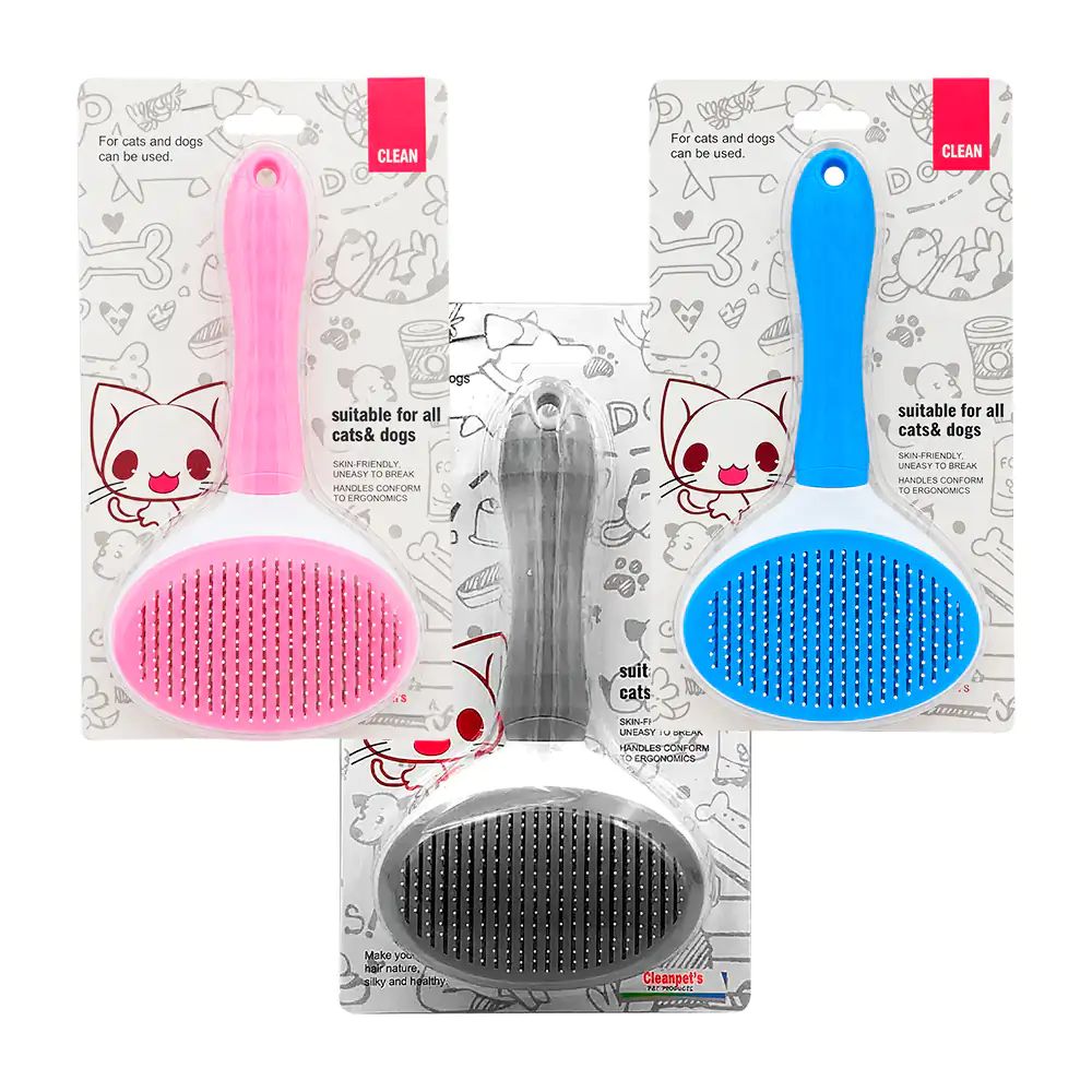 Cepillo para mascotas con botón para remover los pelos de las cerdas, 20cm