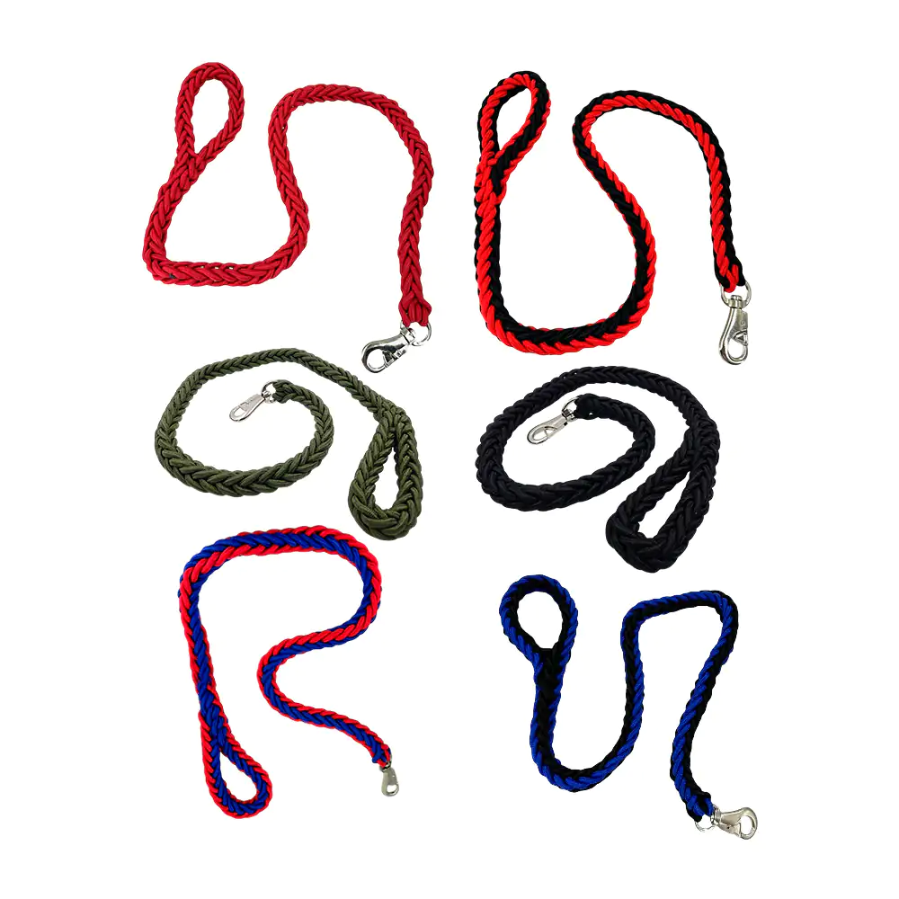 Correa tipo trenza de 124cm largo y 2.5cm ancho para pasear mascotas, variedad de colores / 2346