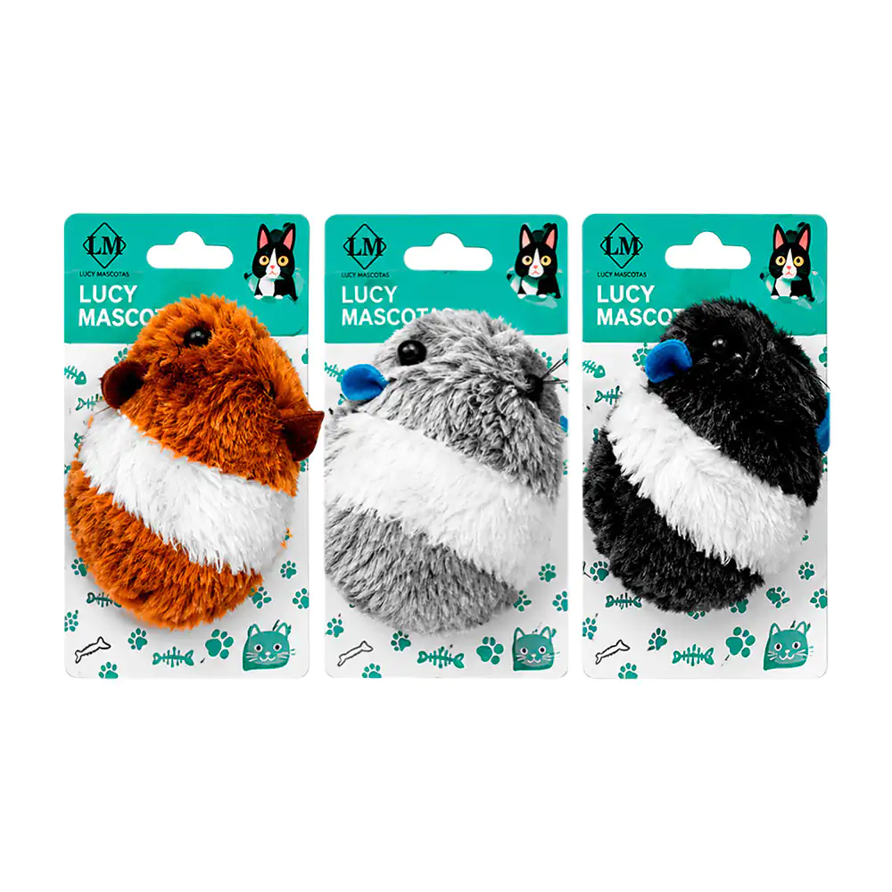 Juguete para gato con diseño de ratón afelpado, variedad de colores / jr2820