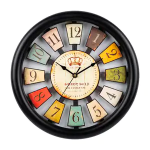 Reloj redondo 29cm para pared con estilo vintage con marco negro nume…