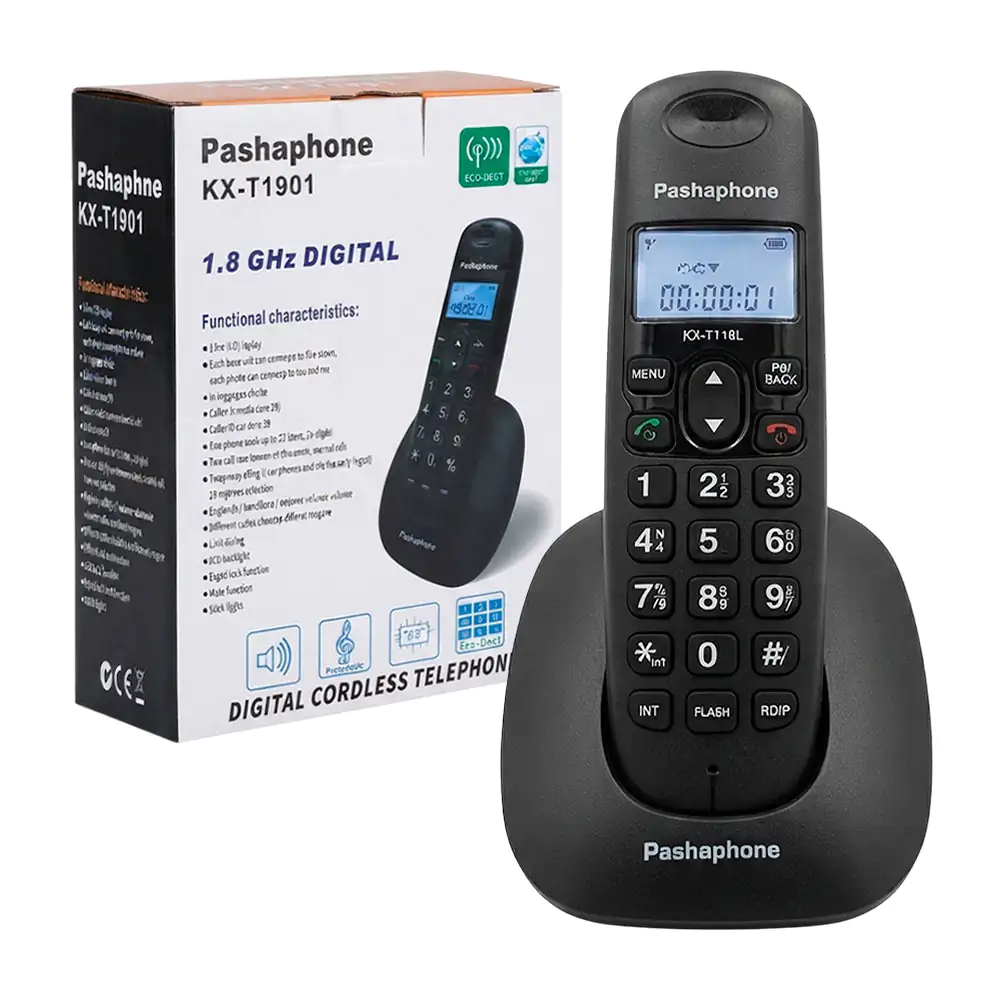 Teléfono inalámbrico de casa pashaphone con pantalla led + base de carga, variedad