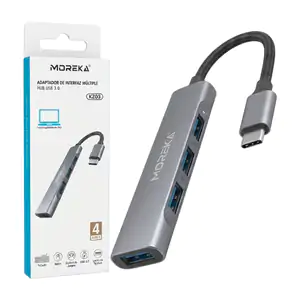 Hub adaptador de interfaz múltiple moreka  de tipo c con 4 puertos us…