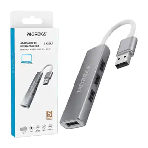 Hub adaptador moreka de interfaz múltiple con 3 puertos usb, sd + tf