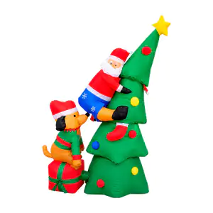 Inflable eléctrico navideño con diseño de santa claus y árbol de navi…