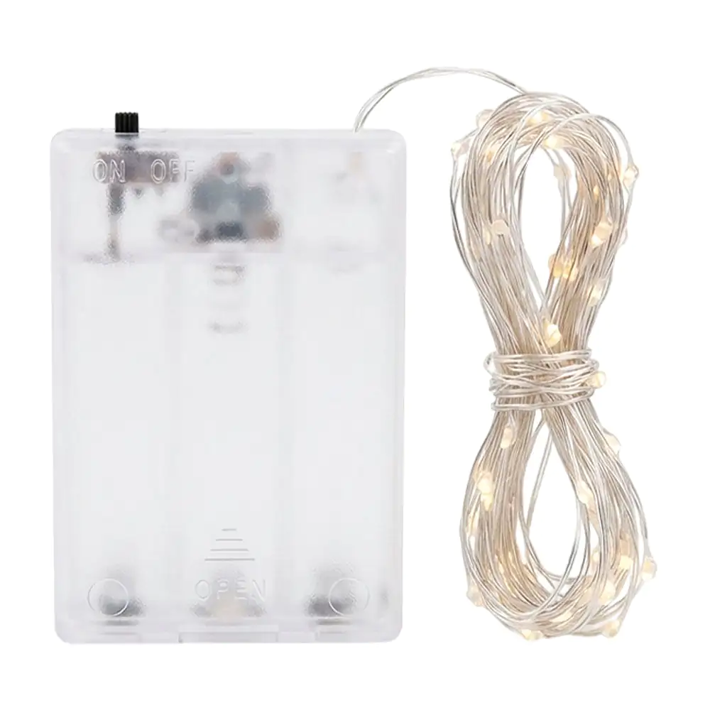 Serie tira led multicolor con cable de alambre aprox 15m + estuche de pilas aa