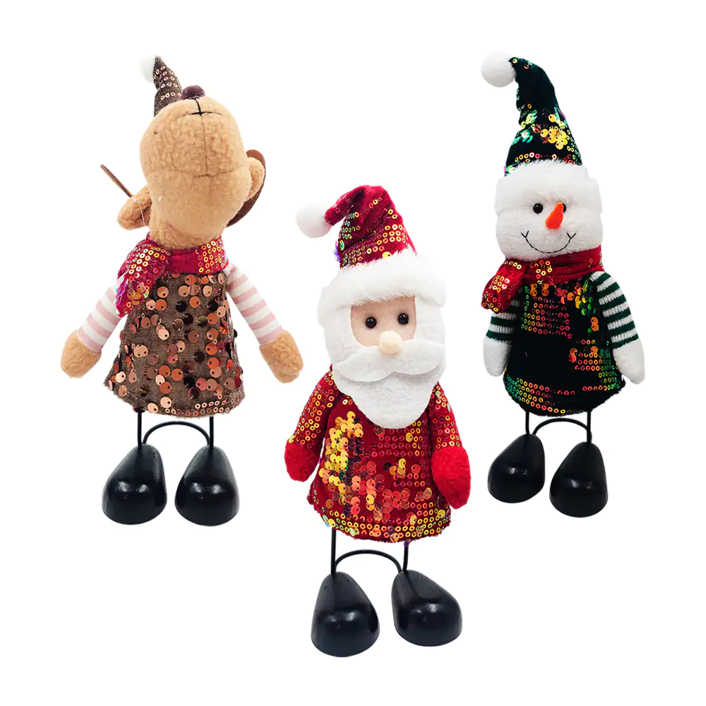Adorno decorativo navideño movible de felpa y lentejuelas, variedad d…