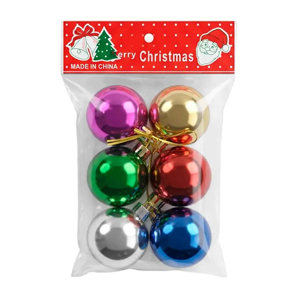 Paquete con 6 esferas navideñas de 4cm en colores metálicos, variedad