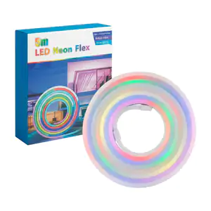 Tira de luz led neón flexible de 5 metros para decorar con eliminador