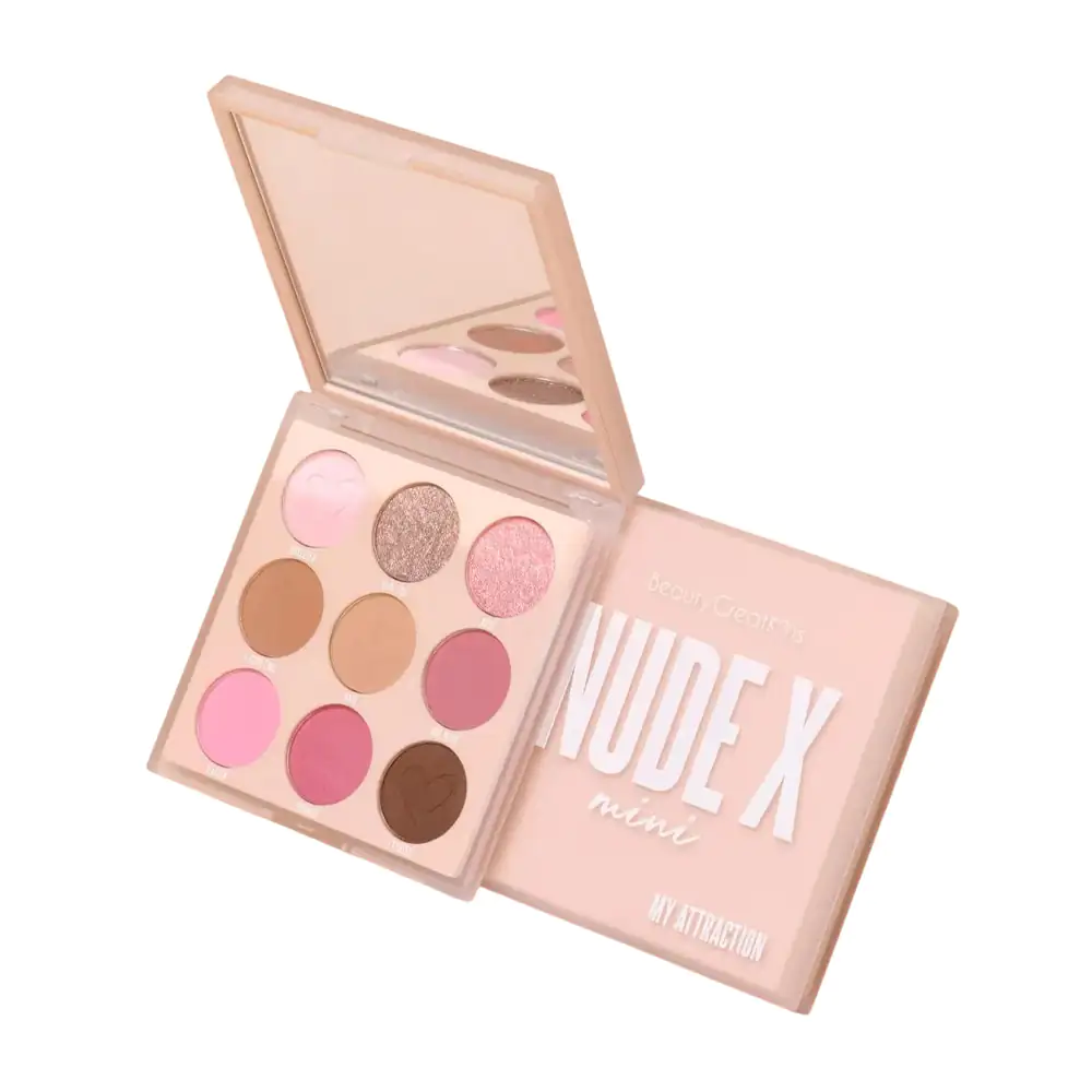 1pza paleta de sombras con 9 colores en tonos nude x mini  + espejo, 8.5g, tono 9b