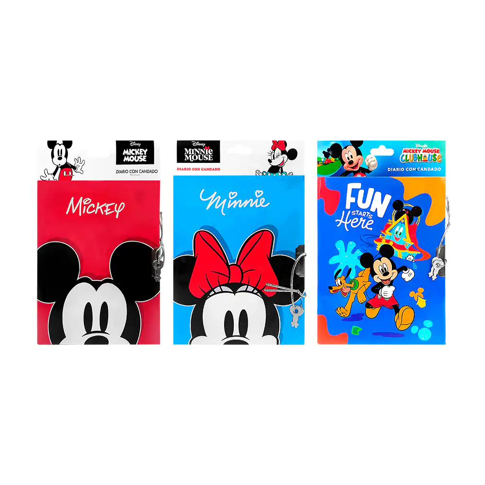 Diario pequeño con candado y diseño de mickey mouse, variedad de diseños / p3-di41