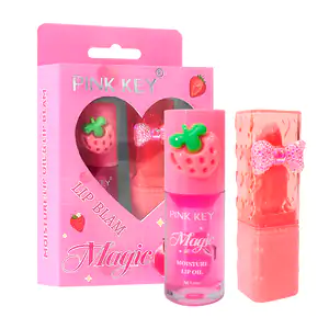 Set para labios pink key balsamo labial en forma de fresa y aceite hi…