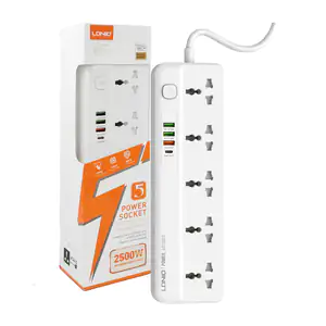 Extensión multicontacto ldnio, 5 enchufes universales y 4 puertos usb…