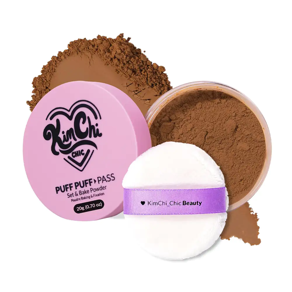 1pza polvo translúcido puff puff kimchi chic + esponja, tono almond, 24g / ppp06