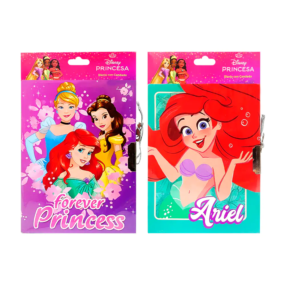 Diario pequeño con candado y diseño de princesas, variedad de diseños / ppr8-di32