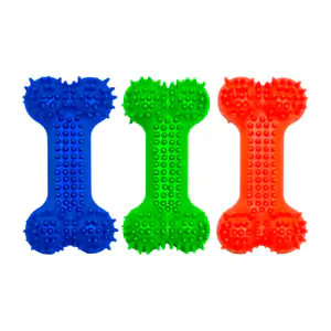 Juguete mordedera para mascota en forma de hueso con textura de picos…