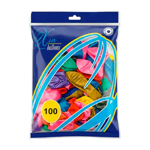 Paquete con 100 globos en colores surtido con efecto perla, 10cm