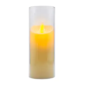 Lámpara de plástico tipo veladora de vaso con luz cálida, 15 x 5.5cm