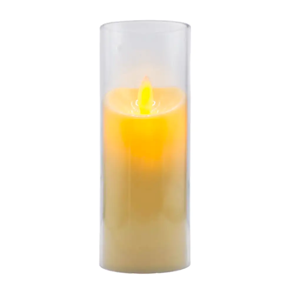 Lámpara de plástico tipo veladora de vaso con luz cálida, 15 x 5.5cm