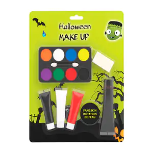 Paleta de maquillaje para halloween con 8 tonos, sangre falsa, esponj…