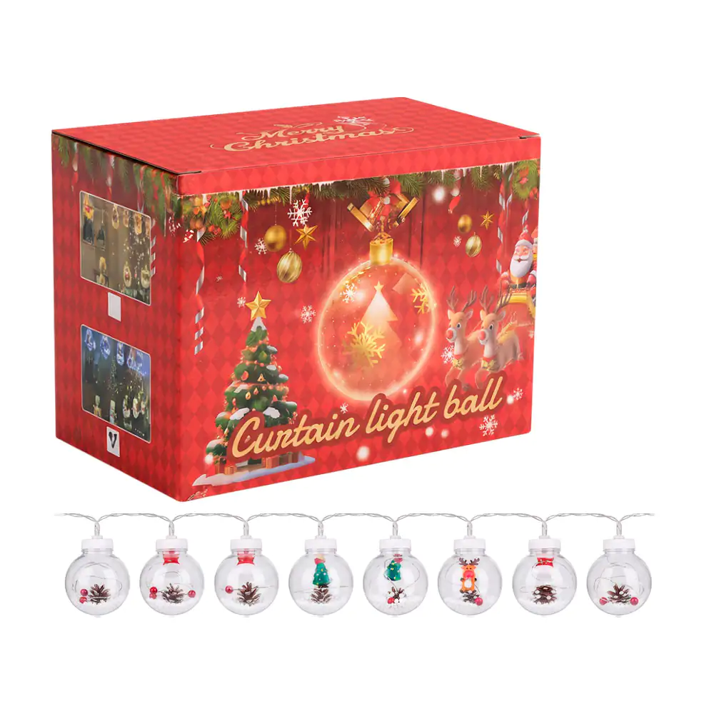 Serie de luz rgb tipo guirnalda con 10 figuras 3d con tematica navideña, variedad 