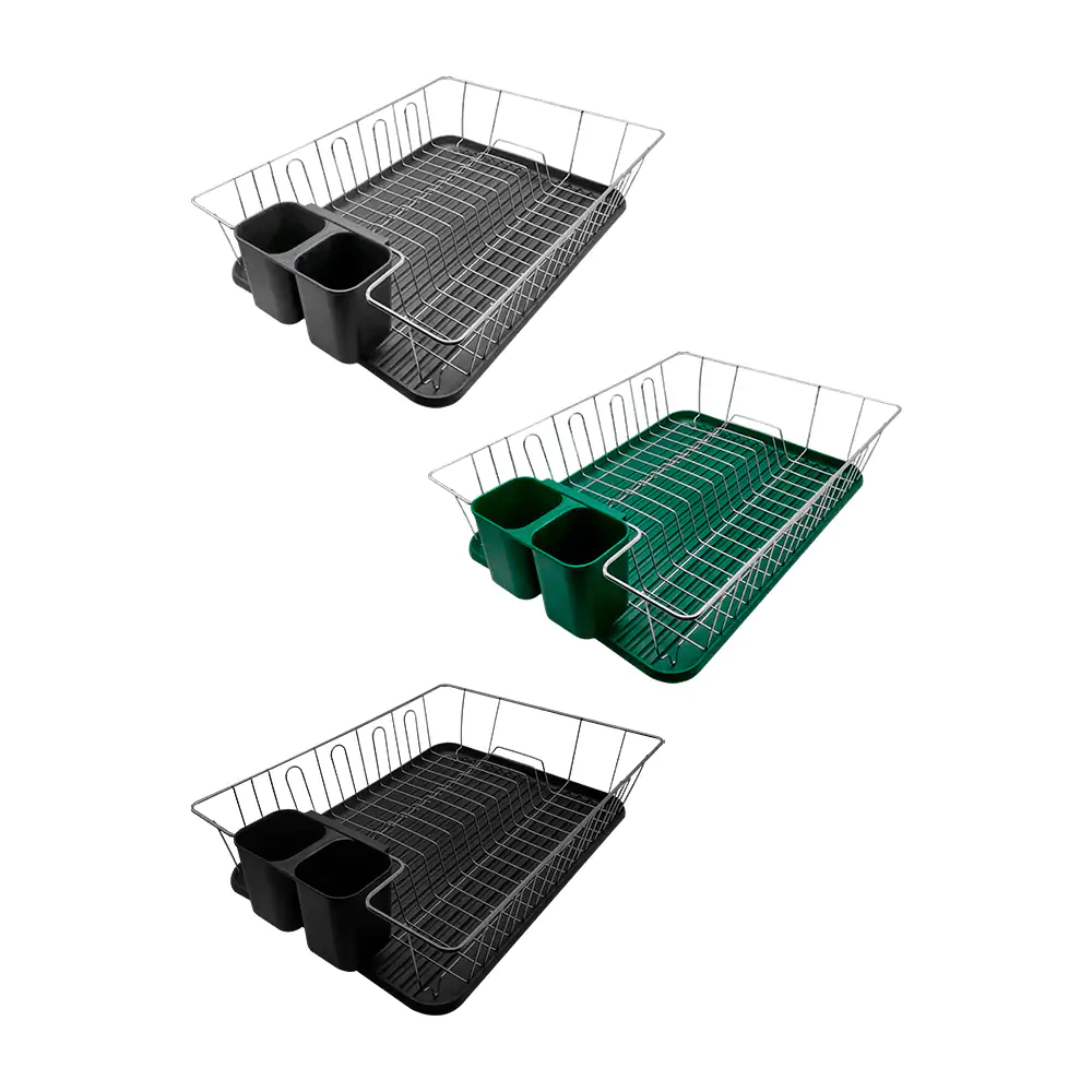 Escurridor metálico con charola y escurridor para cubiertos, variedad de colores / hy743