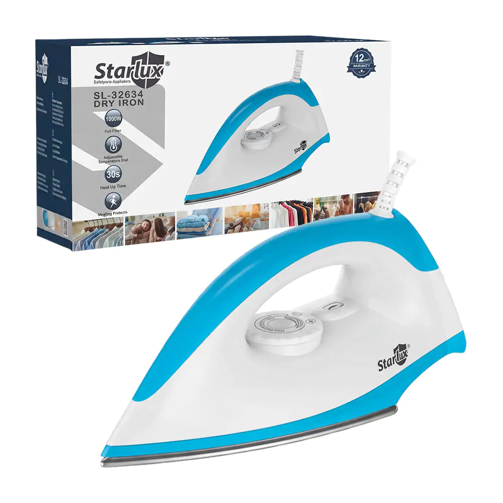 Plancha para ropa eléctrica starlux de 1000w con niveles de temperatu…