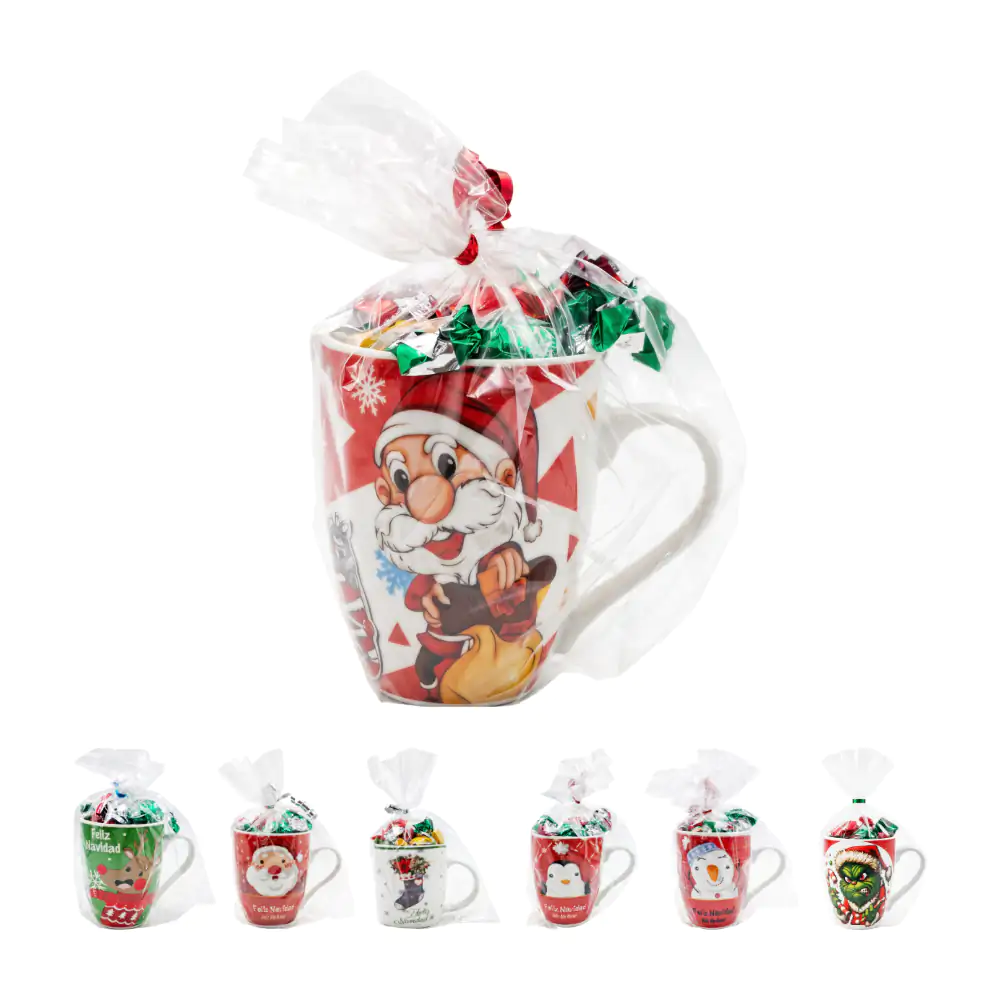 1pza taza de cerámica con temática navideña con dulces, variedad de colores y diseños / t277-1x88
