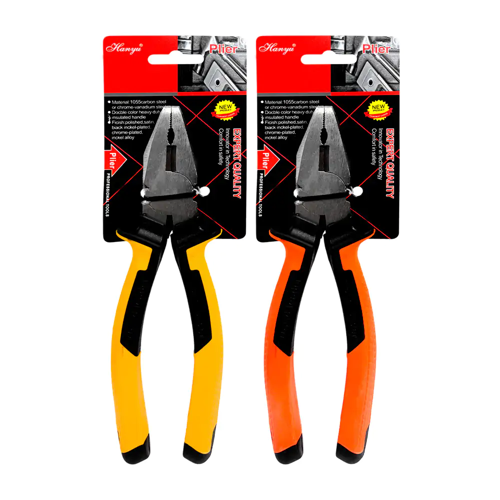 Pinzas de electricista hanyu de 8 pulgadas con mango de plástico, variedad de colores