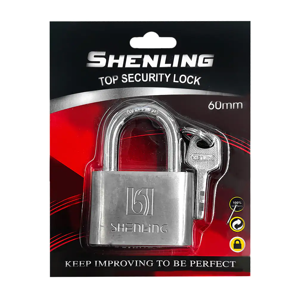 Blíster con candado de seguridad shenling de 60mm + 3 llaves de repuesto