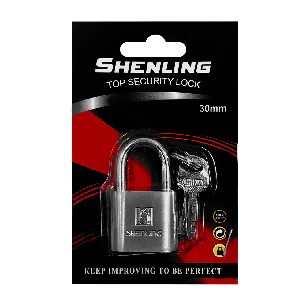 Blíster con candado de seguridad shenling de 30mm + 3 llaves de repuesto