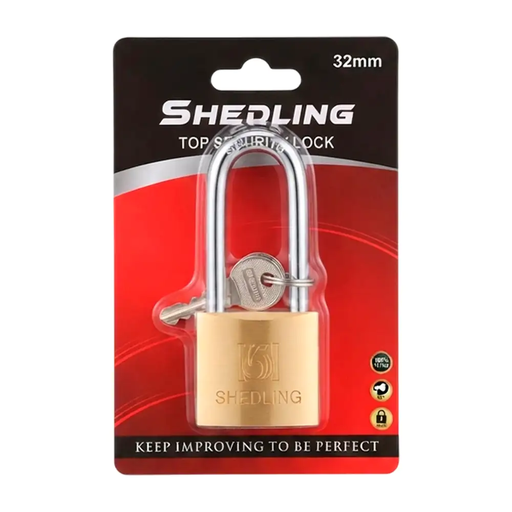 Blíster con candado de seguridad shenling, gancho largo de 32mm + 3 llaves de repuesto