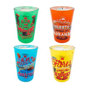 1pza vaso veladora pequeña con frases con temática del día de muertos…
