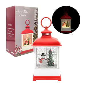 Adorno navideño musical vintage en forma de farol 22cm con luz y figu…