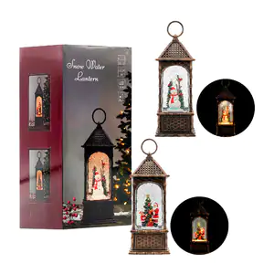 Adorno navideño musical vintage en forma de farol 27cm con luz y figu…