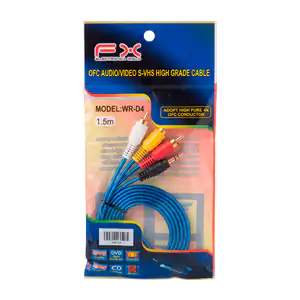 Cable rca fx de audio y video con salida a auxiliar 3.5mm de 1.5m