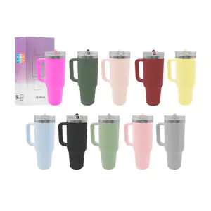 vaso termo liso de 1200ml con asa y popote, variedad de colores
