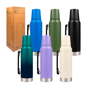 Botella tipo termo metálico con capacidad de 1000ml + mini vaso y tex…