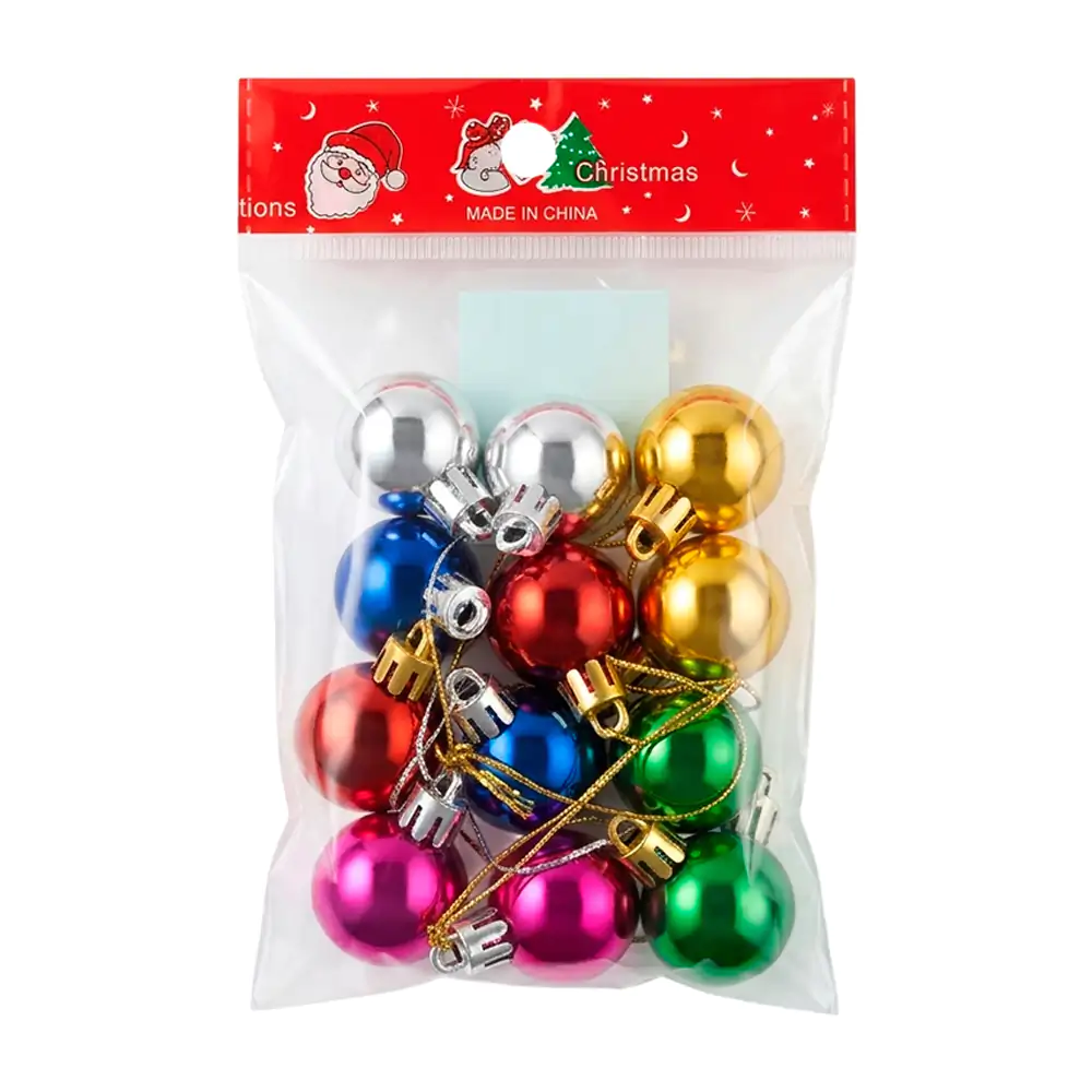 Paquete con 12 mini esferas navideñas de 3cm, variedad de colores / yc19561